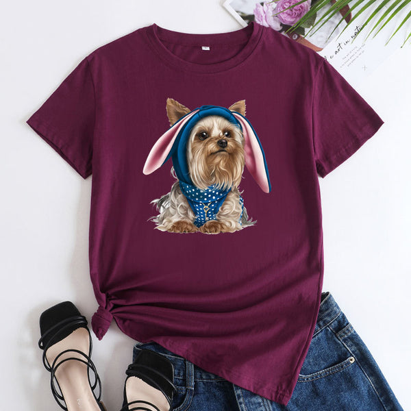 European And American Cute Dog Cotton Short-sleeved T-shirt