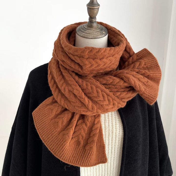 Korean Version Of Solid Color Knitted Wool Warm Scarf In Winter-Scarves & Wraps-Zishirts