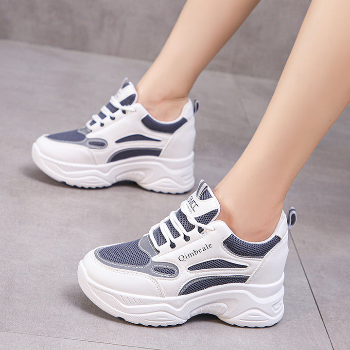 Height Increasing Insole Dad Shoes Mesh Casual Sneakers Platform Running Tourism White Shoes-Womens Footwear-Zishirts