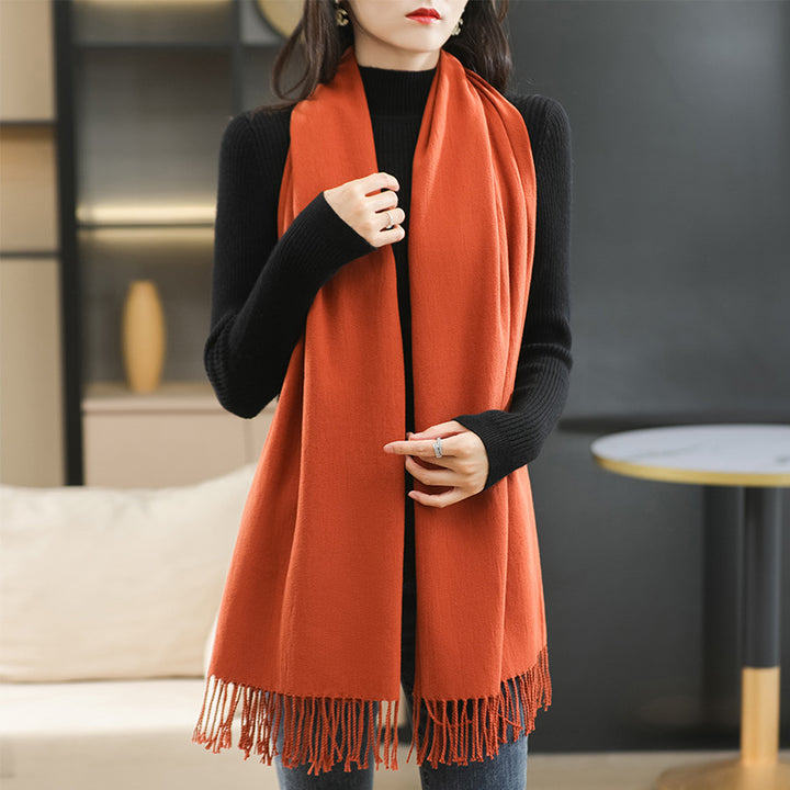 Winter Women's Dual-use Cashmere Solid Scarf-Scarves & Wraps-Zishirts