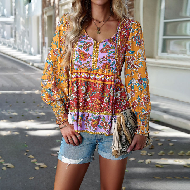 Autumn Bohemian Casual Style Rayon Long-sleeved Shirt For Women-Blouses & Shirts-Zishirts