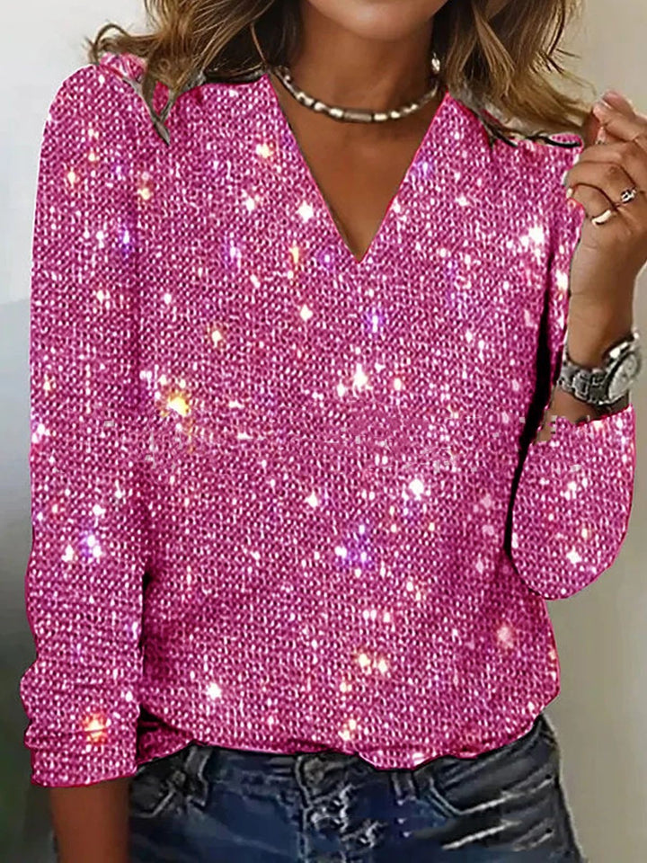 Women's Pure Color Sequins Long-sleeved T-shirt-Women's Outerwear 2023-Zishirts