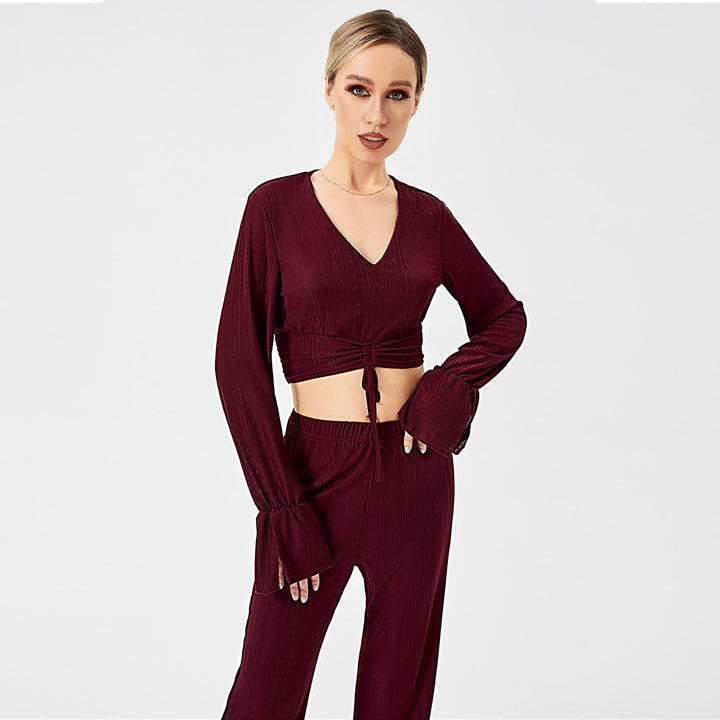 Two Piece Pants Set Long Sleeve Top-Suits & Sets-Zishirts