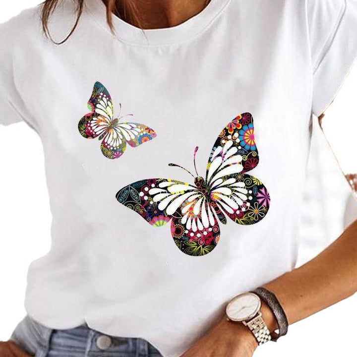 Crew Neck Casual Printed T-shirt For Women-Women's Outerwear 2023-Zishirts