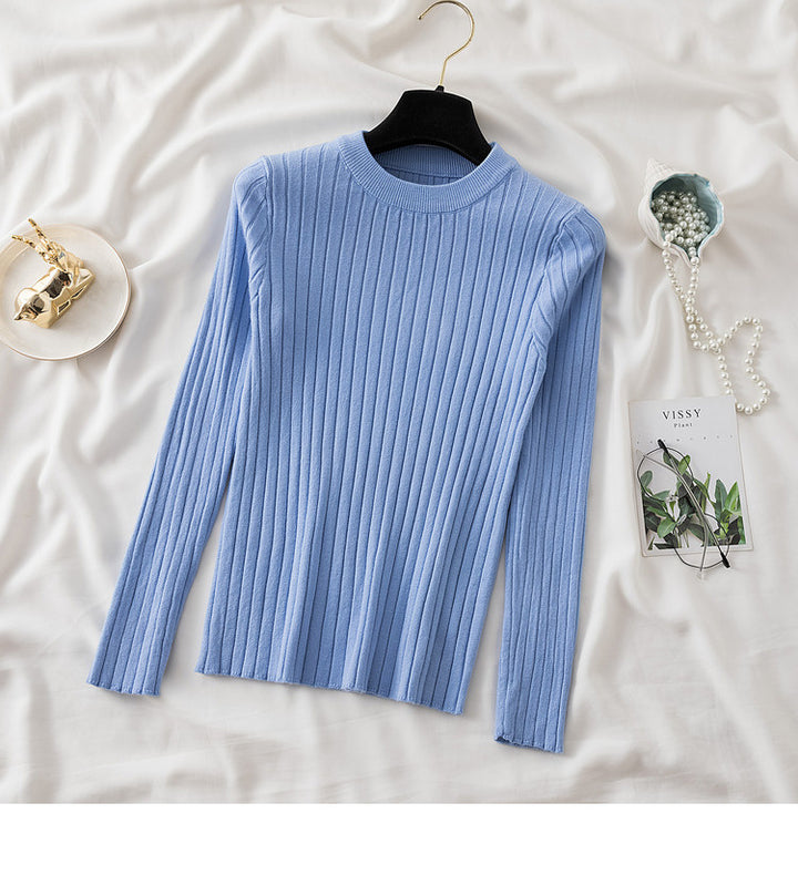 New Round Neck Sunken Stripe Knitwear For Women-Sweaters-Zishirts