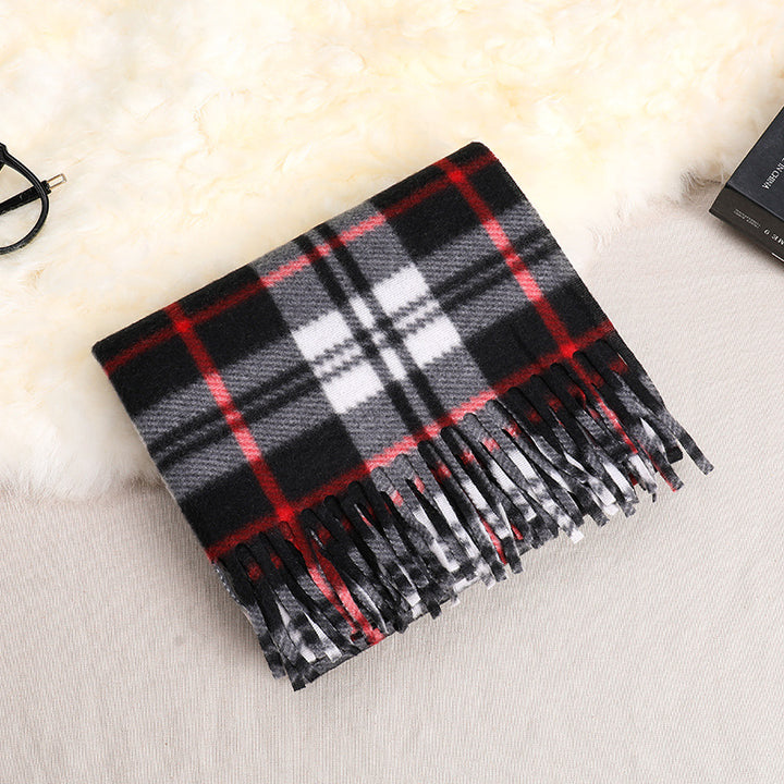 Autumn And Winter Classic Plaid Double-sided Velvet Gift Men's Warm Scarf Women's Shawl-Scarves & Wraps-Zishirts