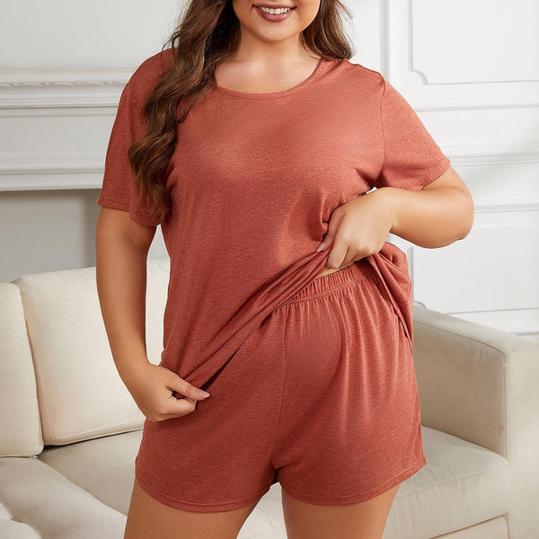 European And American Plus Size Short Sleeve Homewear Suit-Suits & Sets-Zishirts