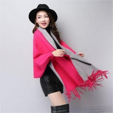 Ladies Shawl Cardigan Tassel Cape Sweater Coat-Scarves & Wraps-Zishirts