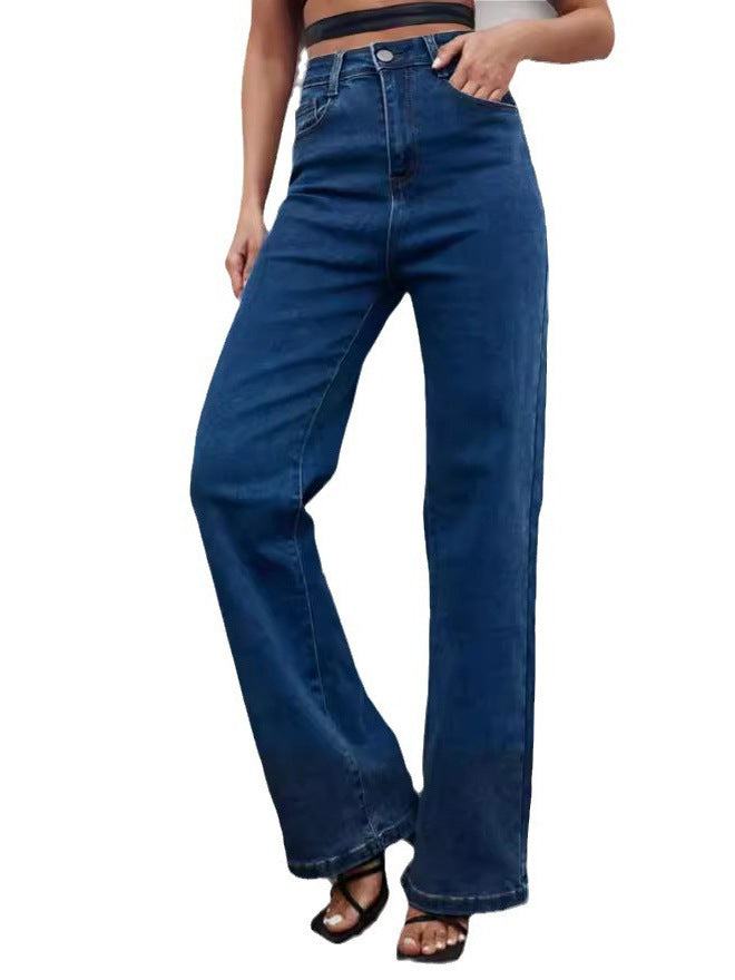 Slim Fit High Waist Slimming Casual Wide Leg Jeans-Woman Jeans-Zishirts