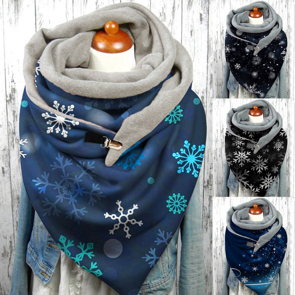 Women Scarf Winter Fashion Printing View Art Print Button Sz-Scarves & Wraps-Zishirts