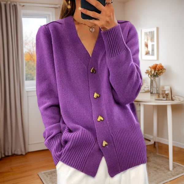 Autumn And Winter New Solid Color Long Sleeve V-neck Knitted Cardigan-Sweaters-Zishirts