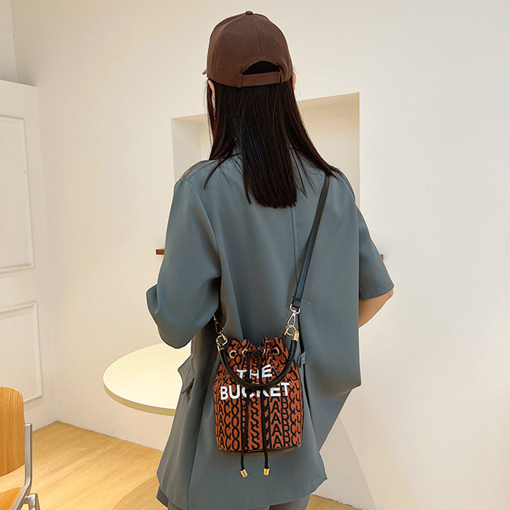 Fashion Alphabet Bucket Bag Retro Portable Messenger Bag-Women's Bags-Zishirts