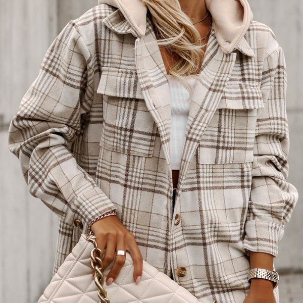 Autumn New Plaid Long-sleeved Coat Women's Loose Casual-Women's Outerwear 2023-Zishirts