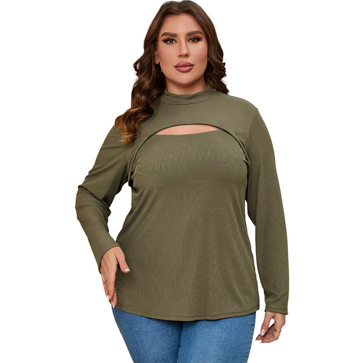 Slim Solid Color Long Sleeve T-shirt Top-Blouses & Shirts-Zishirts