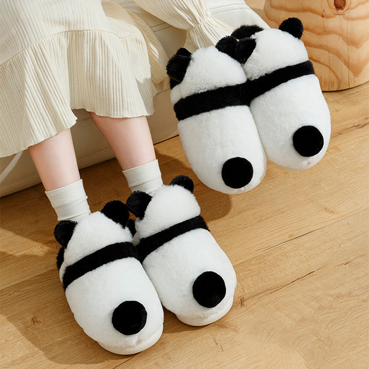 Cute Panda Shoes Winter Plush Slippers Women Warm Cartoon Garden House Shoes-Womens Footwear-Zishirts