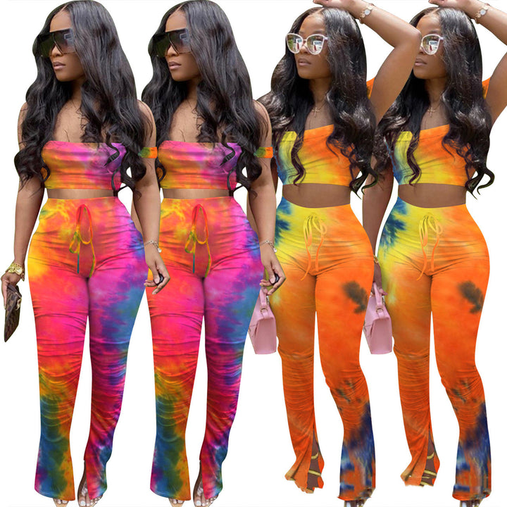 Women's Fashion Variegated Gradient Midriff-baring Suit-Suits & Sets-Zishirts