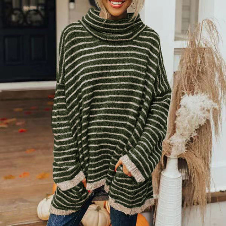 Striped Long Sleeve Bottoming Sweater-Sweaters-Zishirts