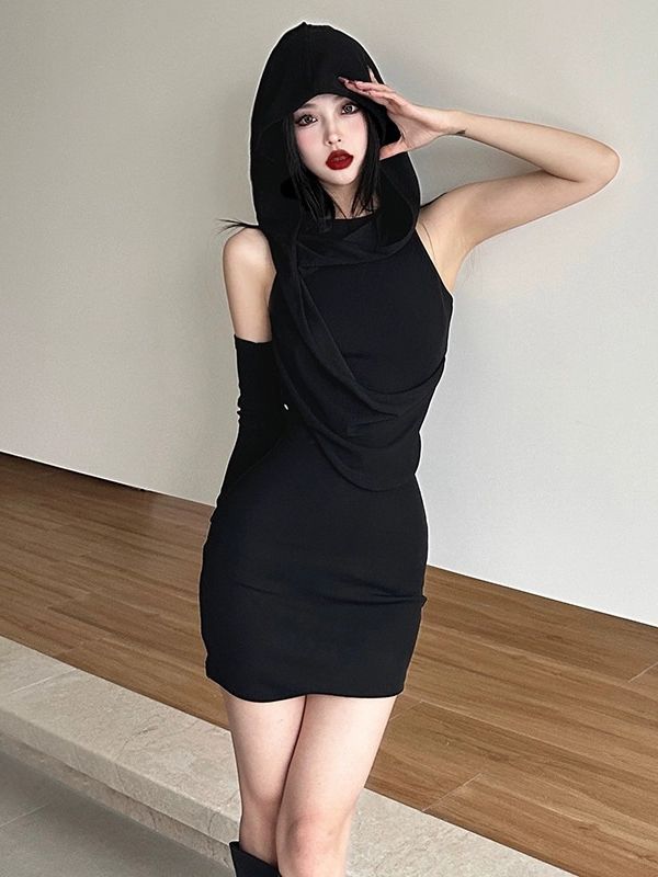 Women's Sheath Slim-fit Slimming Hooded Dress-Lady Dresses-Zishirts