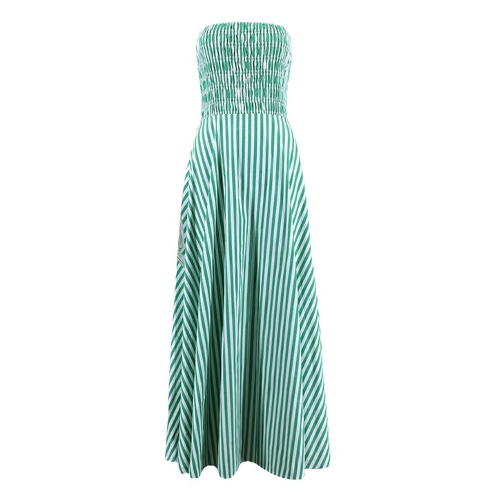 Striped Strapless Dress Pleated High Waist-Womens 2024 March-Zishirts