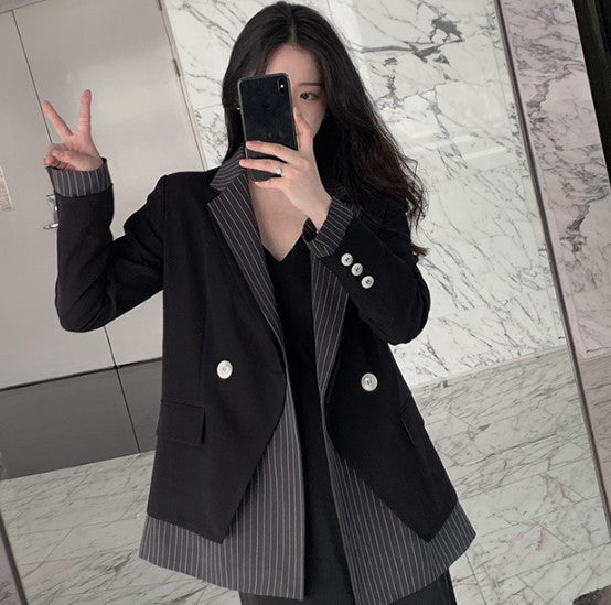 Design Sense Fried Street Black Suit Jacket Korean Style Loose British Style Small Suit-Jackets-Zishirts