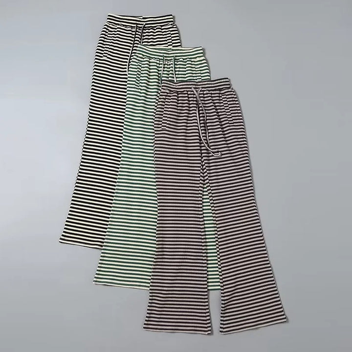 Contrast Color Stripes Bell-bottom Pants-Suits & Sets-Zishirts