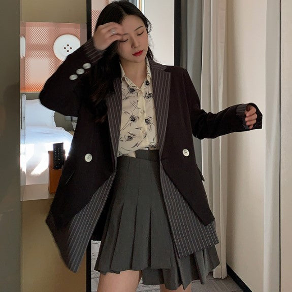 Design Sense Fried Street Black Suit Jacket Korean Style Loose British Style Small Suit-Jackets-Zishirts