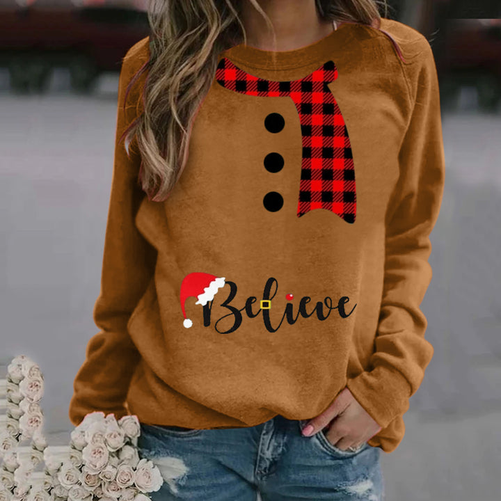 Christmas Pattern Printing Long Sleeve Crew Neck Sweater Women-Women's Outerwear 2023-Zishirts