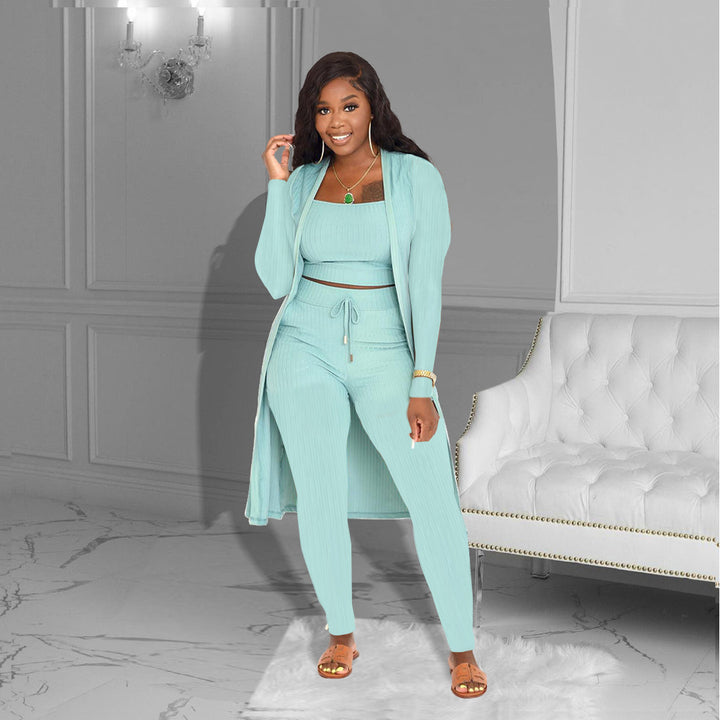 Women's Fashion Solid Color Three-piece Suit-Suits & Sets-Zishirts