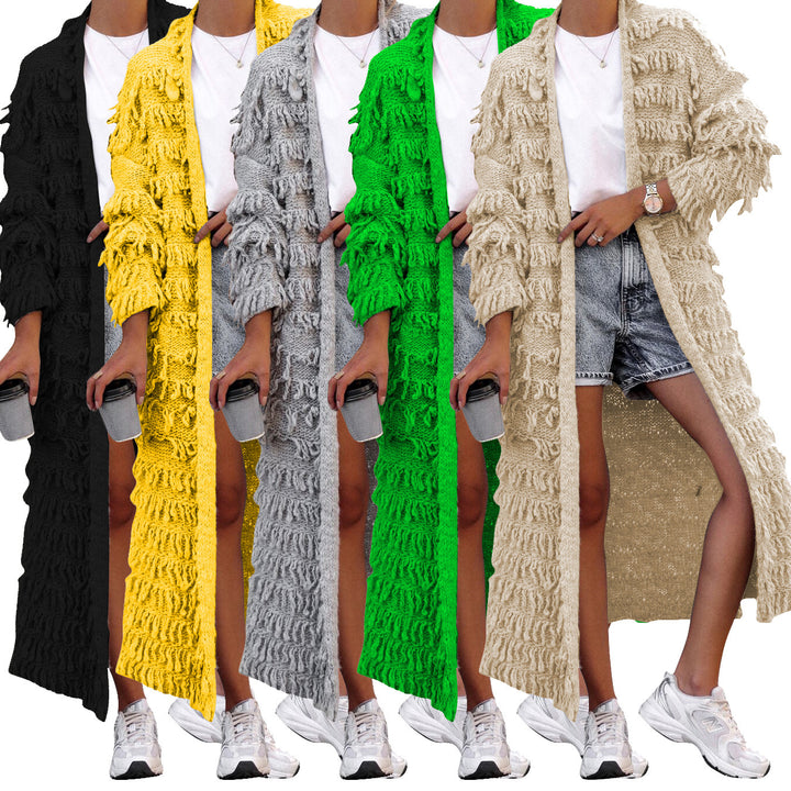 Women's Clothing Tassel Knitted Coat-0-Zishirts