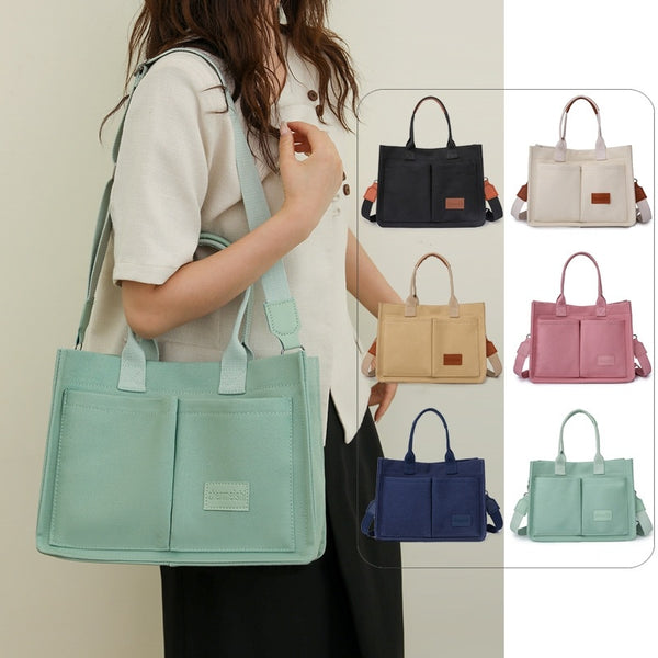 Casual Daily Canvas Tote Shoulder Bags Women Mommy Bag Large Capacity Messenger Multi Pocket Crossbody Chic Reusable Hand Bag-Womens 2024 March-Zishirts