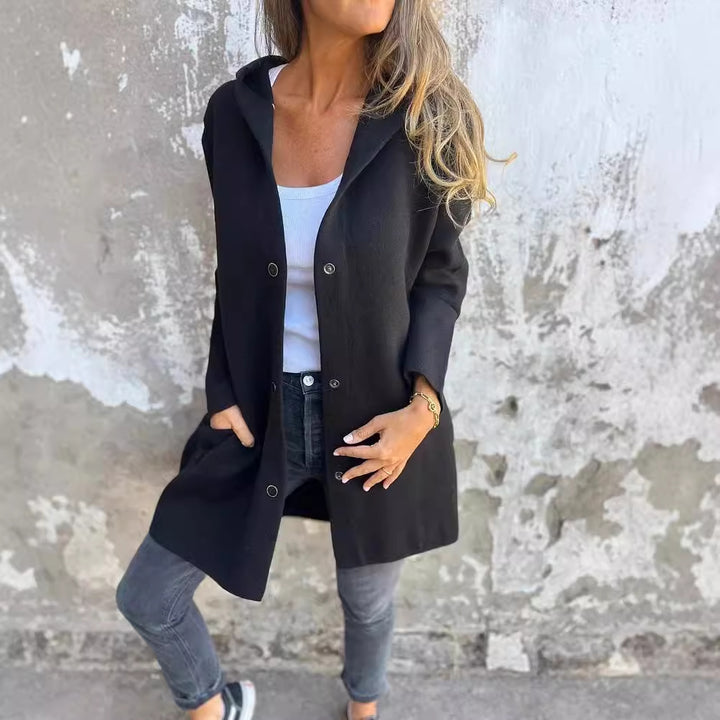 Casual Hooded Single-Breasted Cardigan Fashion Loose Solid Color Jacket Spring And Autumn Women's Clothing-Jackets-Zishirts