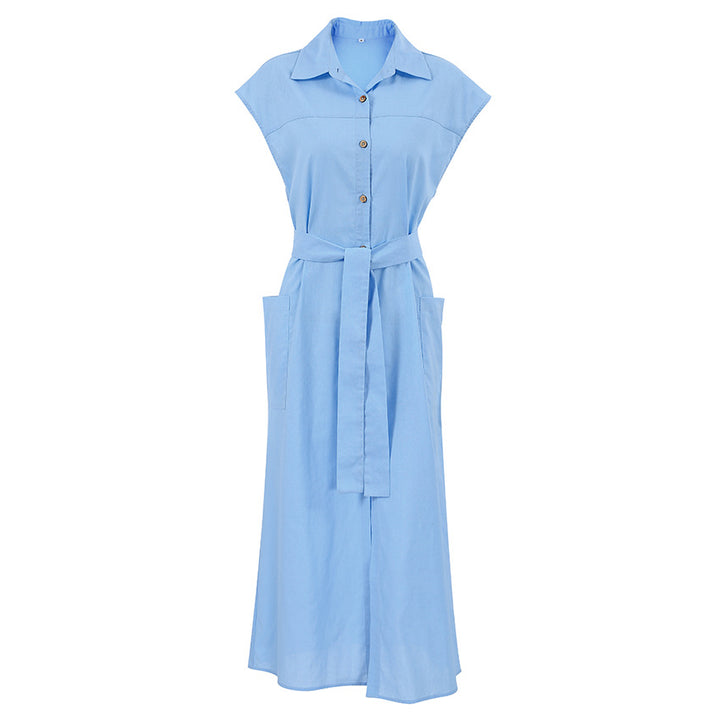 Women's Graceful And Fashionable Short-sleeved Cotton And Linen Dress-Lady Dresses-Zishirts