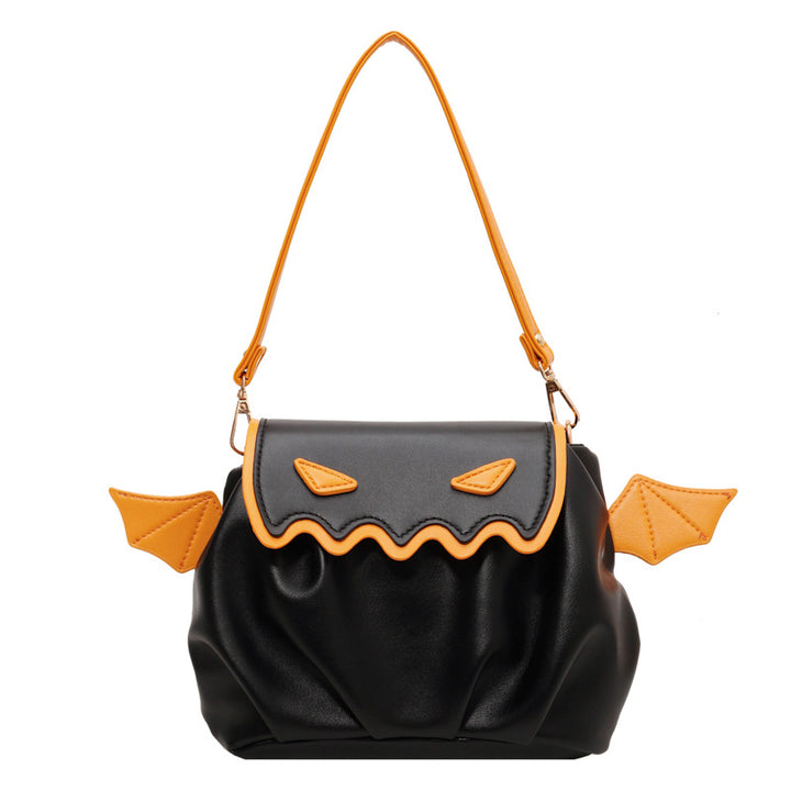 Funny Crossbody Bag Halloween Pumpkin Cartoon Shoulder Bags With Small Wings Personalized Creative Female Handbag-Women's Bags-Zishirts