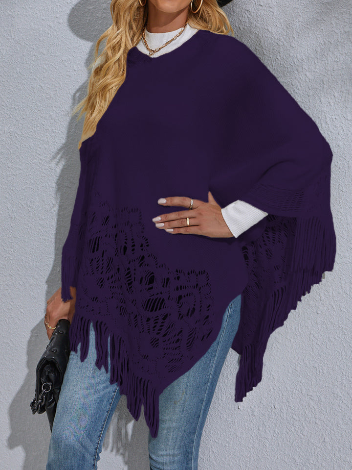 Women's Mid-length Lace Tassel Shawl Sweater-Sweaters-Zishirts