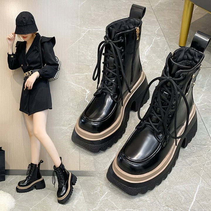 Women's Fashion Casual Soft Leather Platform Boots-Womens Footwear-Zishirts