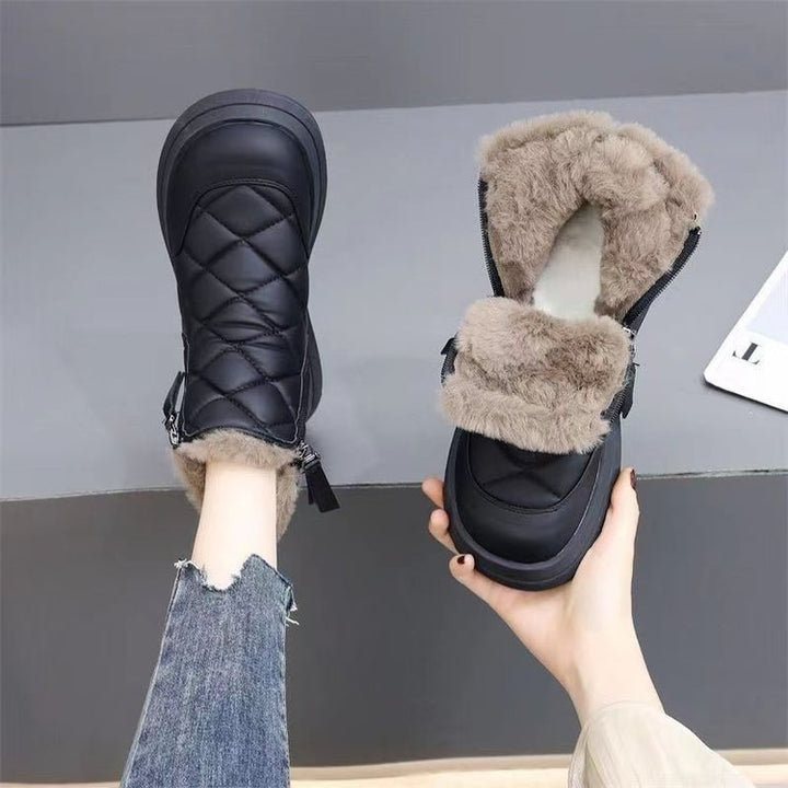 Snow Boots For Women Winter New Fleece-lined Thickened Northeast China Cotton Shoes Waterproof Non-slip Warm-Womens Footwear-Zishirts