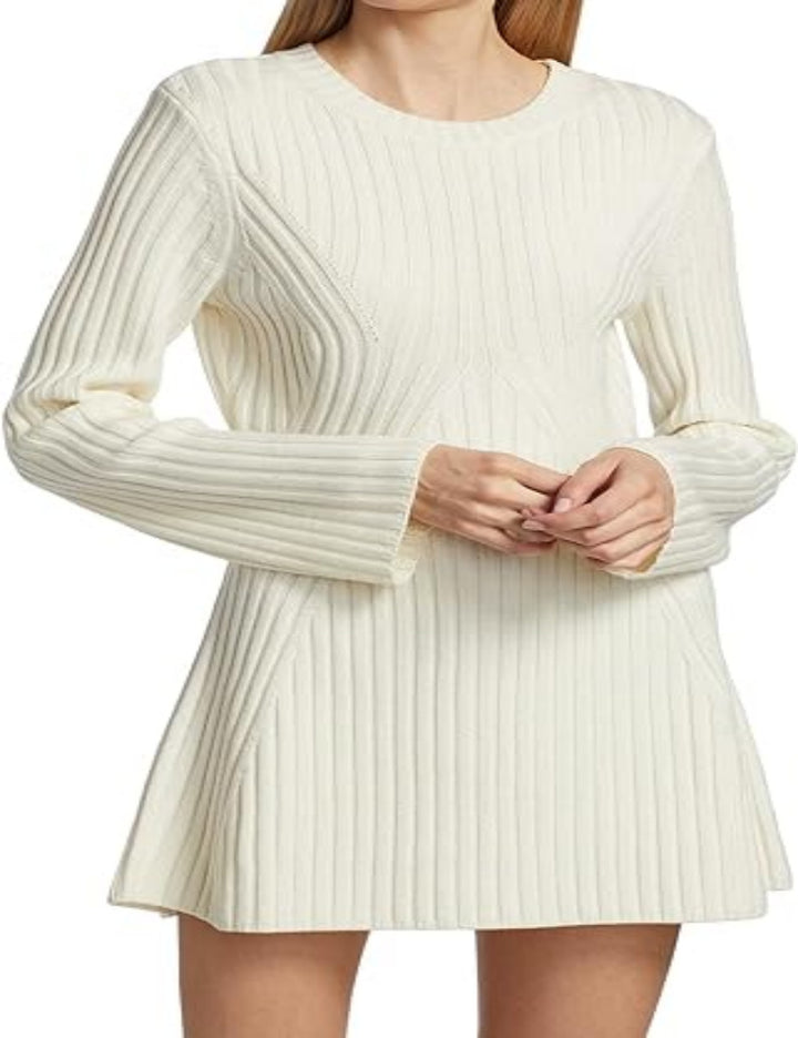 Women's Long-sleeved Knitted Dress Solid Color Casual Wool Woolen Skirt-Suits & Sets-Zishirts