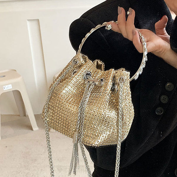 Women's Fashion Diamond Portable Drawstring Bucket Bag-Women's Bags-Zishirts