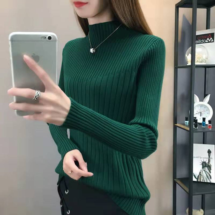 Half Turtleneck Slim Slimming Knitted Sweater-Sweaters-Zishirts