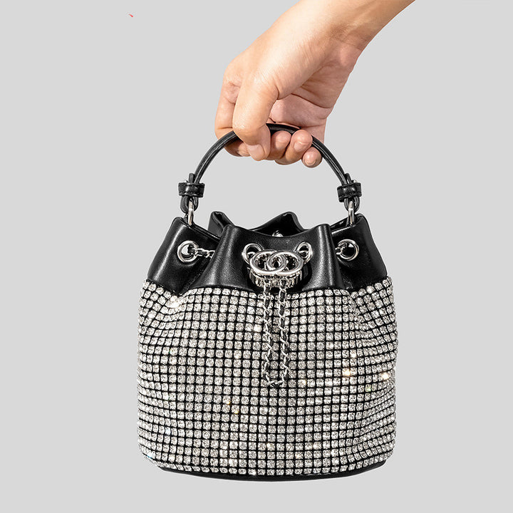 Rhinestone Women's Niche Bling Rhinestone Bucket Bag-Women's Bags-Zishirts