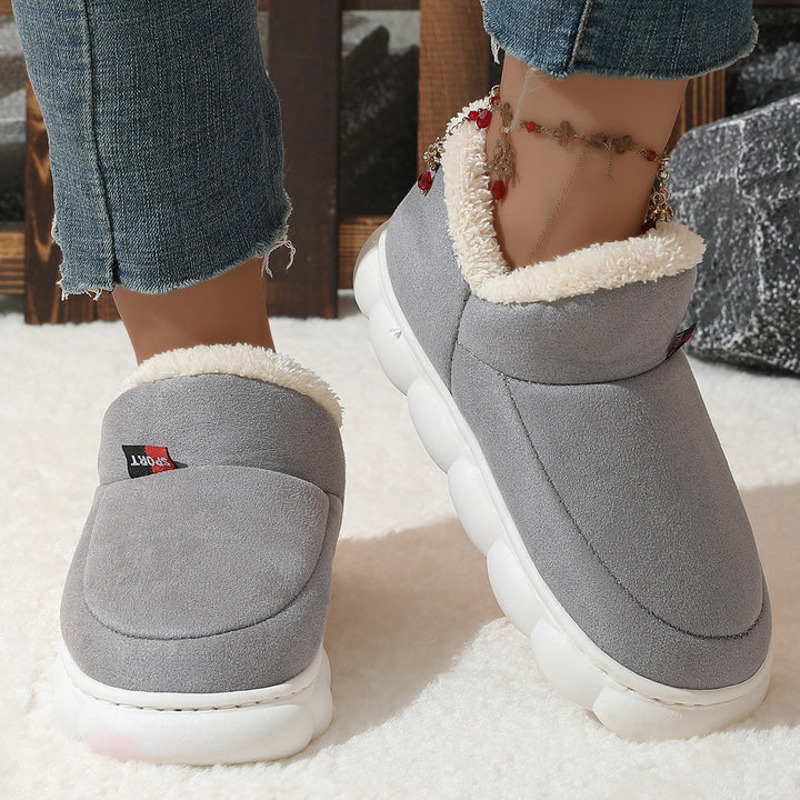 Winter Plush Cotton Shoes Women Men Warm Suede House Shoes For Parents Solid Color Thick-soled Garden Shoes Outdoor-Womens Footwear-Zishirts