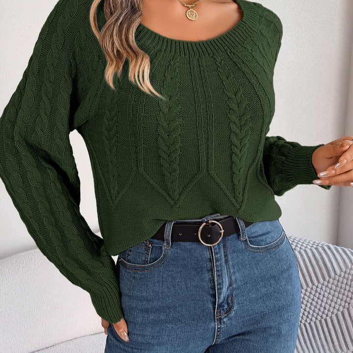 Leisure Solid Color Twist Long Sleeve Pullover Sweaters-Women's Outerwear 2023-Zishirts