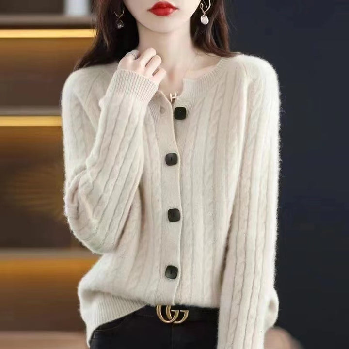 Cardigan Loose Cable-knit Sweater Base Sweater Coat Top-Sweaters-Zishirts