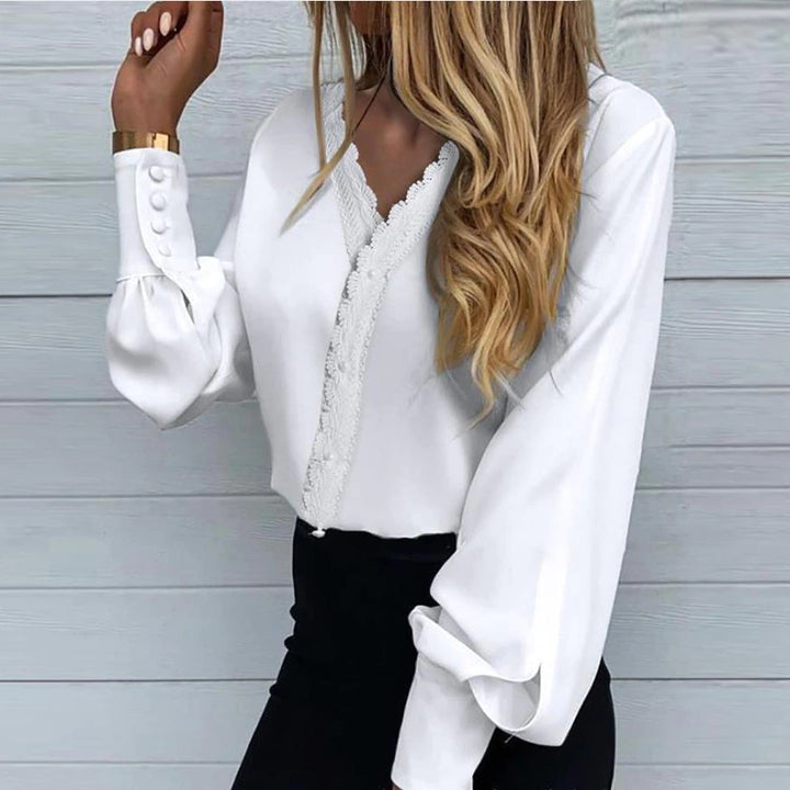 Women's Fashionable Printed Lace Casual Shirt-Blouses & Shirts-Zishirts