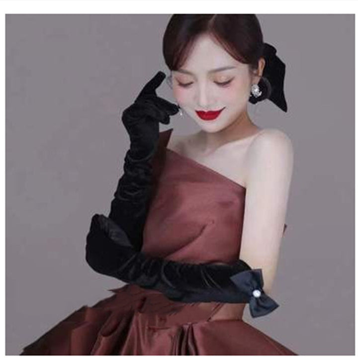 French Retro Hepburn High-end Long Black Gloves-Womens 2024 March-Zishirts