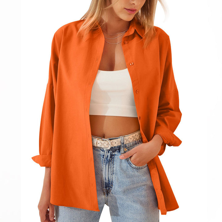 Women's Shirt Jacket Long Sleeve Blouse Button Down Tops Candy Color Shirt-Jackets-Zishirts