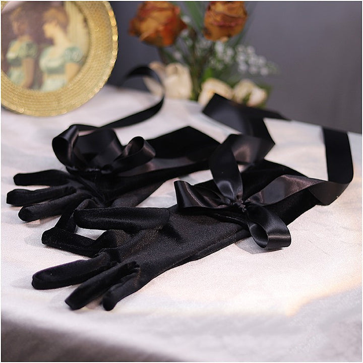 French Retro Hepburn High-end Long Black Gloves-Womens 2024 March-Zishirts