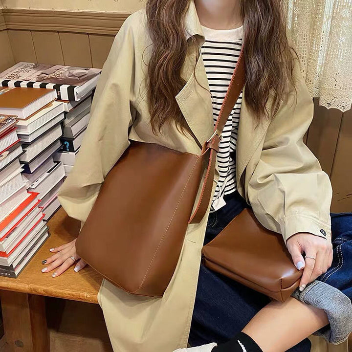 Retro Crossbody Korean Versatile One-shoulder Brown Messenger Bag-Women's Bags-Zishirts