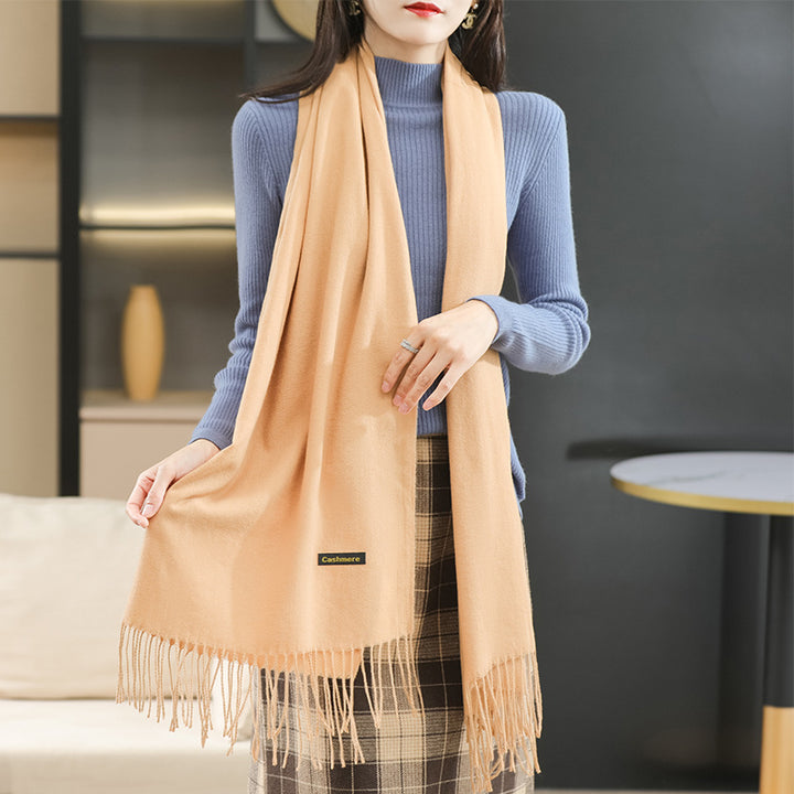 Winter Women's Dual-use Cashmere Solid Scarf-Scarves & Wraps-Zishirts