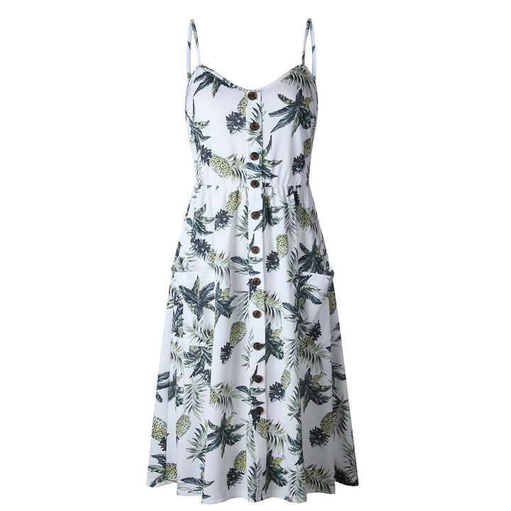 Women's Fashion Suspenders Floral Dress-Lady Dresses-Zishirts